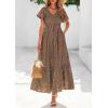 imagePRETTYGARDEN Women Floral Boho Maxi Dresses Summer Short Sleeve V Neck Smocked A Line Long Flowy Beach Vacation DressGreen Red Floral