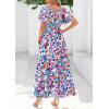 imagePRETTYGARDEN Women Floral Boho Maxi Dresses Summer Short Sleeve V Neck Smocked A Line Long Flowy Beach Vacation DressMulticolored Floral