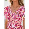 imagePRETTYGARDEN Women Floral Boho Maxi Dresses Summer Short Sleeve V Neck Smocked A Line Long Flowy Beach Vacation DressWhite Pink Floral