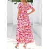 imagePRETTYGARDEN Women Floral Boho Maxi Dresses Summer Short Sleeve V Neck Smocked A Line Long Flowy Beach Vacation DressWhite Pink Floral