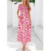 imagePRETTYGARDEN Women Floral Boho Maxi Dresses Summer Short Sleeve V Neck Smocked A Line Long Flowy Beach Vacation DressWhite Pink Floral
