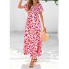 imagePRETTYGARDEN Women Floral Boho Maxi Dresses Summer Short Sleeve V Neck Smocked A Line Long Flowy Beach Vacation DressWhite Pink Floral
