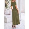 imagePRETTYGARDEN Womens Casual Dresses 2025 Summer Short Sleeve Ruched Patchwork A Line Pleated Swing Maxi Dress with PocketsArmy Green