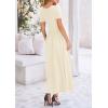 imagePRETTYGARDEN Womens Casual Dresses 2025 Summer Short Sleeve Ruched Patchwork A Line Pleated Swing Maxi Dress with PocketsBeige