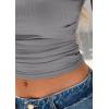 imagePRETTYGARDEN Womens Ruched Crop Tank Tops 2025 Summer Trendy Cap Sleeve Ribbed Knit Basic Fitted Going Out Tee ShirtsGrey