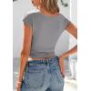 imagePRETTYGARDEN Womens Ruched Crop Tank Tops 2025 Summer Trendy Cap Sleeve Ribbed Knit Basic Fitted Going Out Tee ShirtsGrey