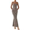 imagePRETTYGARDEN Maxi Dresses for Women 2025 Summer Halter Leopard Print Sleeveless Sexy Bodycon Cruise Cocktail Long DressBlack Leopard