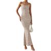 imagePRETTYGARDEN Maxi Dresses for Women 2025 Summer Halter Leopard Print Sleeveless Sexy Bodycon Cruise Cocktail Long DressDot Apricot Black