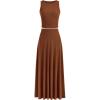 imagePRETTYGARDEN Womens 2 Piece Maxi Skirt Sets Casual Summer Knit Cropped Tank Top High Waisted Long Skirts OutfitBrown