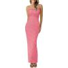 imagePRETTYGARDEN Womens Summer Wedding Guest Dress 2025 Spaghetti Strap Lace Floral Bodycon Formal Cocktail Evening Long DressesPink