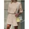 imagePRETTYGARDEN Womens 2 Piece Lounge Sets 2025 Summer Short Sleeve Tunic Tops Drawstring Shorts Matching Outfits TracksuitsBeige