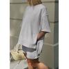 imagePRETTYGARDEN Womens 2 Piece Lounge Sets 2025 Summer Short Sleeve Tunic Tops Drawstring Shorts Matching Outfits TracksuitsGrey