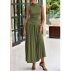 imagePRETTYGARDEN Womens 2 Piece Skirt Set 2025 Summer Ruched Tank Tops Ruffle Maxi Skirts Wedding Guest Matching OutfitsArmy Green