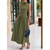 imagePRETTYGARDEN Womens 2 Piece Skirt Set 2025 Summer Ruched Tank Tops Ruffle Maxi Skirts Wedding Guest Matching OutfitsArmy Green
