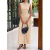 imagePRETTYGARDEN Womens 2 Piece Skirt Set 2025 Summer Ruched Tank Tops Ruffle Maxi Skirts Wedding Guest Matching OutfitsBeige