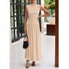 imagePRETTYGARDEN Womens 2 Piece Skirt Set 2025 Summer Ruched Tank Tops Ruffle Maxi Skirts Wedding Guest Matching OutfitsBeige