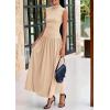 imagePRETTYGARDEN Womens 2 Piece Skirt Set 2025 Summer Ruched Tank Tops Ruffle Maxi Skirts Wedding Guest Matching OutfitsBeige