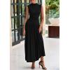 imagePRETTYGARDEN Womens 2 Piece Skirt Set 2025 Summer Ruched Tank Tops Ruffle Maxi Skirts Wedding Guest Matching OutfitsBlack