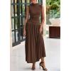 imagePRETTYGARDEN Womens 2 Piece Skirt Set 2025 Summer Ruched Tank Tops Ruffle Maxi Skirts Wedding Guest Matching OutfitsCoffee