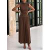 imagePRETTYGARDEN Womens 2 Piece Skirt Set 2025 Summer Ruched Tank Tops Ruffle Maxi Skirts Wedding Guest Matching OutfitsCoffee