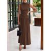 imagePRETTYGARDEN Womens 2 Piece Skirt Set 2025 Summer Ruched Tank Tops Ruffle Maxi Skirts Wedding Guest Matching OutfitsCoffee