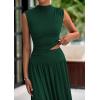 imagePRETTYGARDEN Womens 2 Piece Skirt Set 2025 Summer Ruched Tank Tops Ruffle Maxi Skirts Wedding Guest Matching OutfitsDark Green