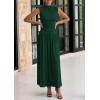 imagePRETTYGARDEN Womens 2 Piece Skirt Set 2025 Summer Ruched Tank Tops Ruffle Maxi Skirts Wedding Guest Matching OutfitsDark Green