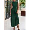 imagePRETTYGARDEN Womens 2 Piece Skirt Set 2025 Summer Ruched Tank Tops Ruffle Maxi Skirts Wedding Guest Matching OutfitsDark Green
