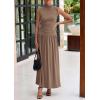 imagePRETTYGARDEN Womens 2 Piece Skirt Set 2025 Summer Ruched Tank Tops Ruffle Maxi Skirts Wedding Guest Matching OutfitsKhaki