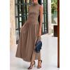 imagePRETTYGARDEN Womens 2 Piece Skirt Set 2025 Summer Ruched Tank Tops Ruffle Maxi Skirts Wedding Guest Matching OutfitsKhaki