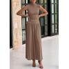 imagePRETTYGARDEN Womens 2 Piece Skirt Set 2025 Summer Ruched Tank Tops Ruffle Maxi Skirts Wedding Guest Matching OutfitsKhaki