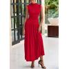 imagePRETTYGARDEN Womens 2 Piece Skirt Set 2025 Summer Ruched Tank Tops Ruffle Maxi Skirts Wedding Guest Matching OutfitsRed
