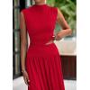 imagePRETTYGARDEN Womens 2 Piece Skirt Set 2025 Summer Ruched Tank Tops Ruffle Maxi Skirts Wedding Guest Matching OutfitsRed