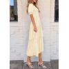 imagePRETTYGARDEN Womens 2025 Summer Casual Midi Dresses Square Neck Short Sleeve Smocked A Line Floral Flowy Elegant Boho DressBeige