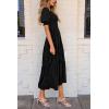imagePRETTYGARDEN Womens 2025 Summer Casual Midi Dresses Square Neck Short Sleeve Smocked A Line Floral Flowy Elegant Boho DressBlack