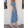 imagePRETTYGARDEN Womens 2025 Summer Casual Midi Dresses Square Neck Short Sleeve Smocked A Line Floral Flowy Elegant Boho DressBlue
