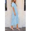 imagePRETTYGARDEN Womens 2025 Summer Casual Midi Dresses Square Neck Short Sleeve Smocked A Line Floral Flowy Elegant Boho DressLight Blue
