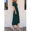 imagePRETTYGARDEN Womens 2025 Summer Casual Midi Dresses Square Neck Short Sleeve Smocked A Line Floral Flowy Elegant Boho DressMalachite Green