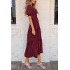 imagePRETTYGARDEN Womens 2025 Summer Casual Midi Dresses Square Neck Short Sleeve Smocked A Line Floral Flowy Elegant Boho DressWine Red