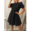 imagePRETTYGARDEN Womens 2025 Summer Casual Short Sleeve Dresses A Line Bow Tie Front Babydoll Loose Cute Mini Dress with PocketsBlack