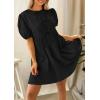 imagePRETTYGARDEN Womens 2025 Summer Casual Short Sleeve Dresses A Line Bow Tie Front Babydoll Loose Cute Mini Dress with PocketsBlack