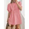 imagePRETTYGARDEN Womens 2025 Summer Casual Short Sleeve Dresses A Line Bow Tie Front Babydoll Loose Cute Mini Dress with PocketsLight Pink