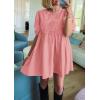 imagePRETTYGARDEN Womens 2025 Summer Casual Short Sleeve Dresses A Line Bow Tie Front Babydoll Loose Cute Mini Dress with PocketsLight Pink