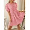imagePRETTYGARDEN Womens 2025 Summer Casual Short Sleeve Dresses A Line Bow Tie Front Babydoll Loose Cute Mini Dress with PocketsLight Pink