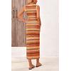 imagePRETTYGARDEN Womens Maxi Tank Spring Dress Sleeveless Crew Neck Striped Side Slit Casual Long Bodycon DressesOrange