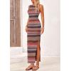 imagePRETTYGARDEN Womens Maxi Tank Spring Dress Sleeveless Crew Neck Striped Side Slit Casual Long Bodycon DressesPurple