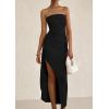imagePRETTYGARDEN Womens Ruched Bodycon Dresses 2025 Summer Off Shoulder Asymmetrical High Split Elegant Cocktail Party DressBlack