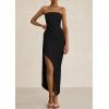 imagePRETTYGARDEN Womens Ruched Bodycon Dresses 2025 Summer Off Shoulder Asymmetrical High Split Elegant Cocktail Party DressBlack