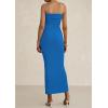 imagePRETTYGARDEN Womens Ruched Bodycon Dresses 2025 Summer Off Shoulder Asymmetrical High Split Elegant Cocktail Party DressBlue