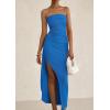 imagePRETTYGARDEN Womens Ruched Bodycon Dresses 2025 Summer Off Shoulder Asymmetrical High Split Elegant Cocktail Party DressBlue